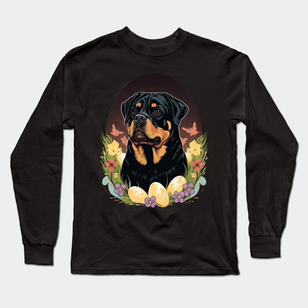 Rottweiler happy easter day Long Sleeve T-Shirt by JayD World